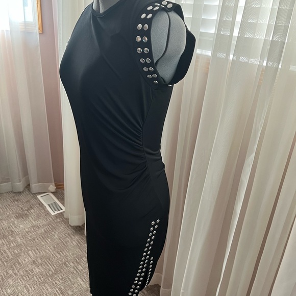 Michael Kors Black with silver studs dress with side ruching. - Picture 2 of 5